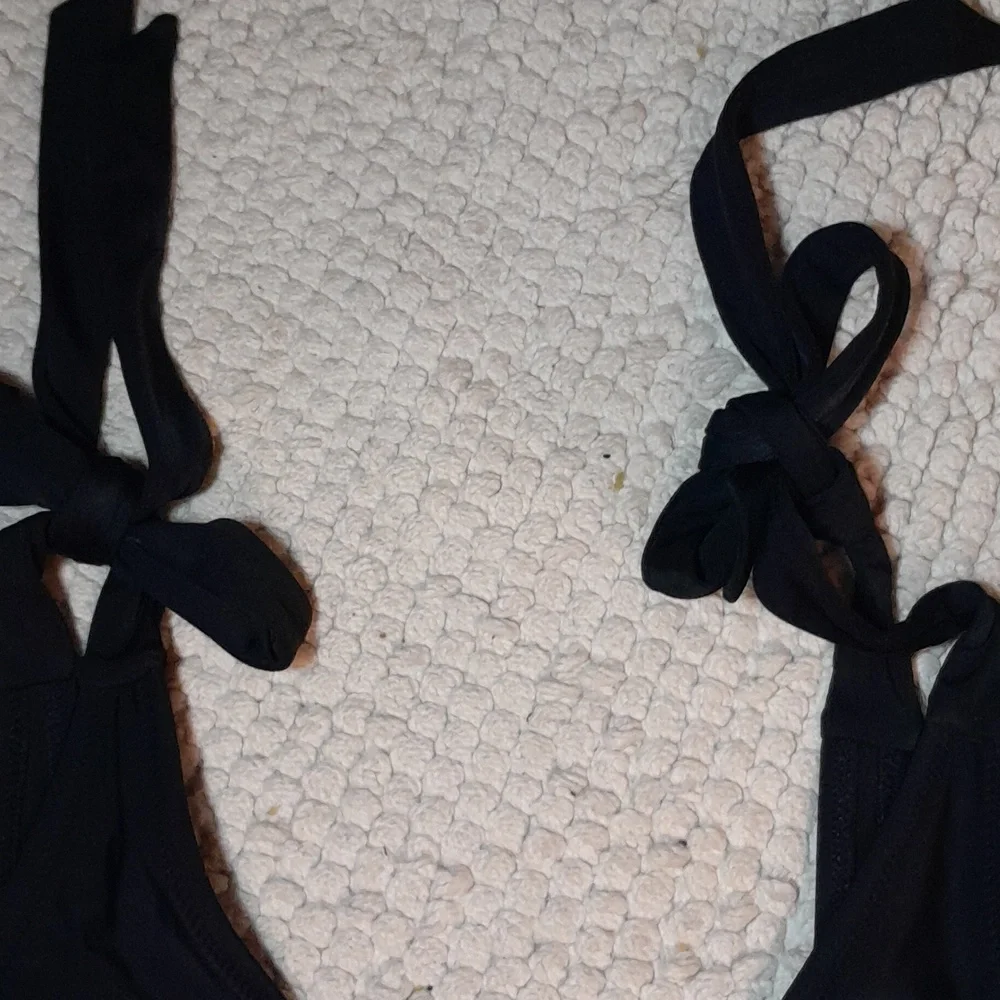 J CREW FACTORY  Black One Piece Swim Suit With Bow Ties On Each Shoulder Size M - Picture 12 of 14